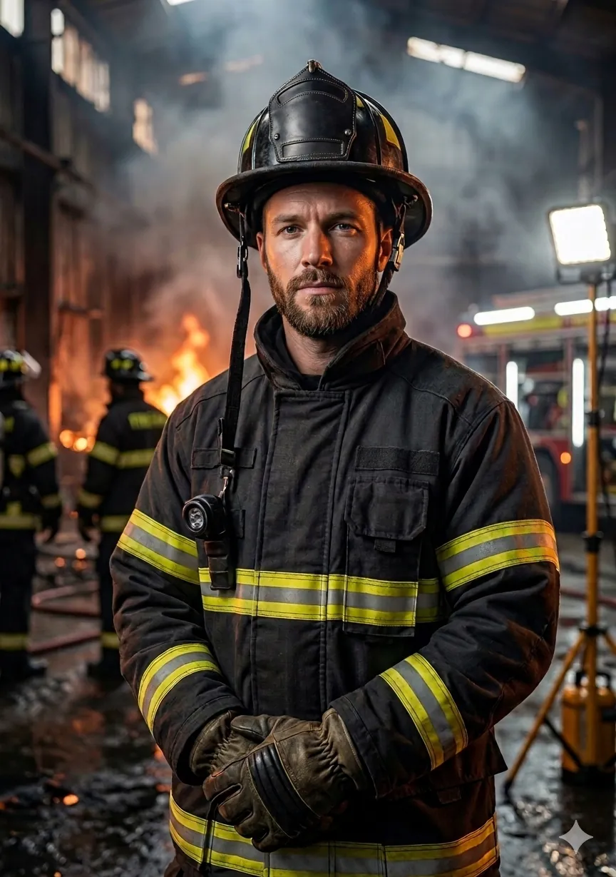 A member of the fire fighting and rescue team